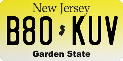 NJ license plate B80KUV