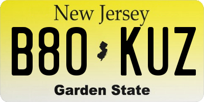 NJ license plate B80KUZ
