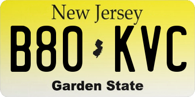 NJ license plate B80KVC
