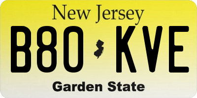 NJ license plate B80KVE