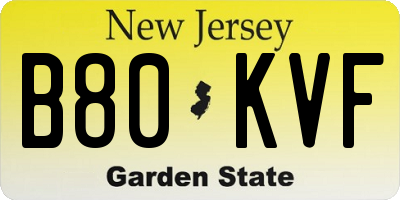 NJ license plate B80KVF
