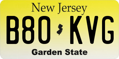 NJ license plate B80KVG