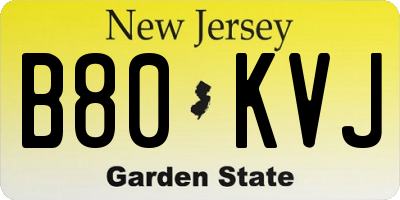 NJ license plate B80KVJ