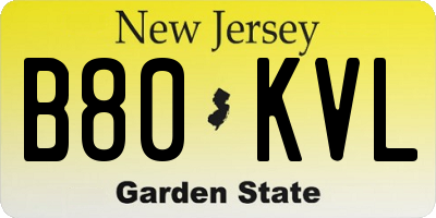 NJ license plate B80KVL
