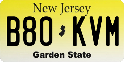 NJ license plate B80KVM
