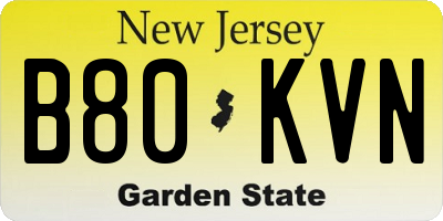 NJ license plate B80KVN