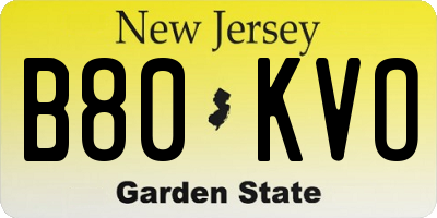 NJ license plate B80KVO