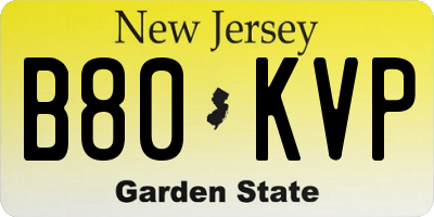 NJ license plate B80KVP