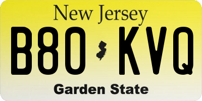 NJ license plate B80KVQ