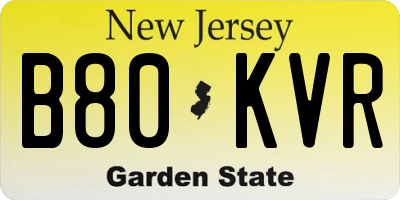 NJ license plate B80KVR