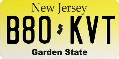NJ license plate B80KVT