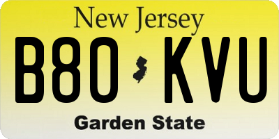 NJ license plate B80KVU