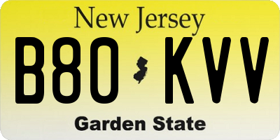 NJ license plate B80KVV