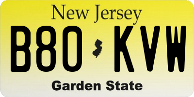 NJ license plate B80KVW