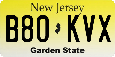 NJ license plate B80KVX