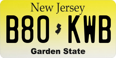 NJ license plate B80KWB