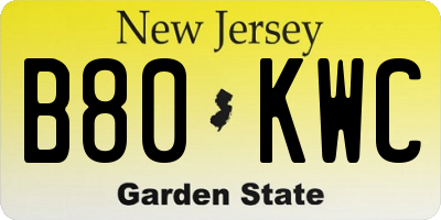 NJ license plate B80KWC