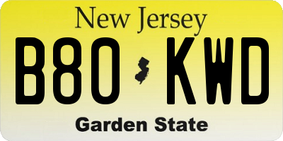 NJ license plate B80KWD