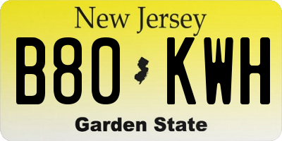 NJ license plate B80KWH