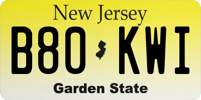 NJ license plate B80KWI