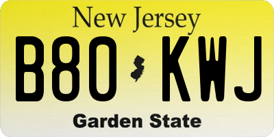 NJ license plate B80KWJ