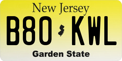 NJ license plate B80KWL