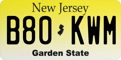 NJ license plate B80KWM