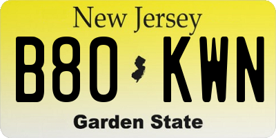 NJ license plate B80KWN
