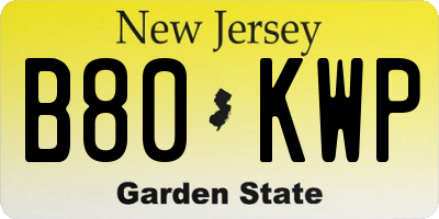 NJ license plate B80KWP