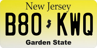 NJ license plate B80KWQ