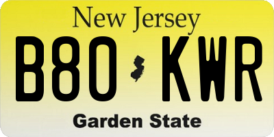 NJ license plate B80KWR