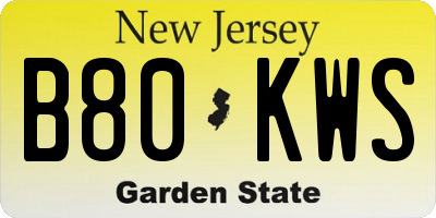 NJ license plate B80KWS