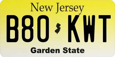 NJ license plate B80KWT