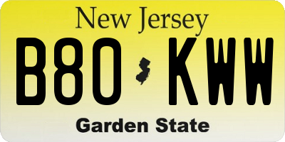 NJ license plate B80KWW