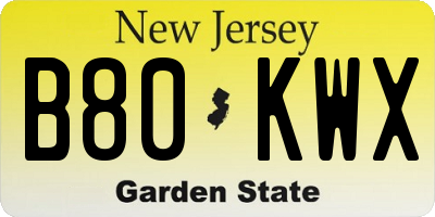 NJ license plate B80KWX