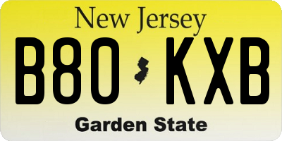 NJ license plate B80KXB
