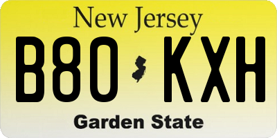 NJ license plate B80KXH