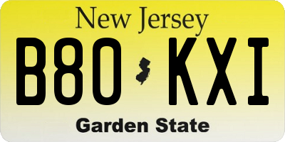 NJ license plate B80KXI