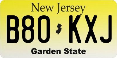 NJ license plate B80KXJ