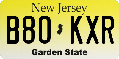 NJ license plate B80KXR