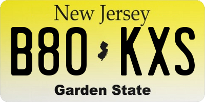 NJ license plate B80KXS