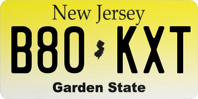 NJ license plate B80KXT