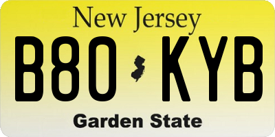 NJ license plate B80KYB