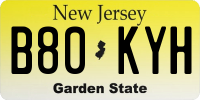 NJ license plate B80KYH