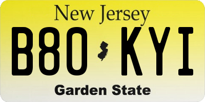 NJ license plate B80KYI