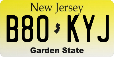 NJ license plate B80KYJ