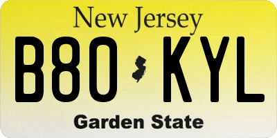 NJ license plate B80KYL