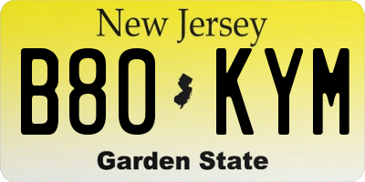 NJ license plate B80KYM