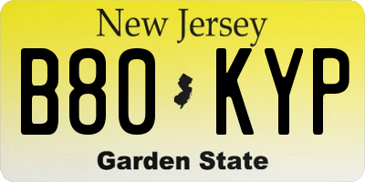 NJ license plate B80KYP
