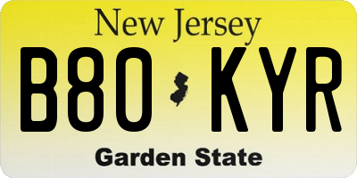 NJ license plate B80KYR